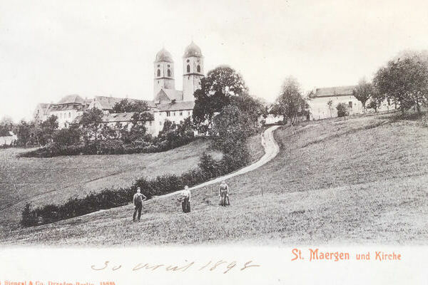 Sankt Mrgen - Blick auf die Kirche um 1898